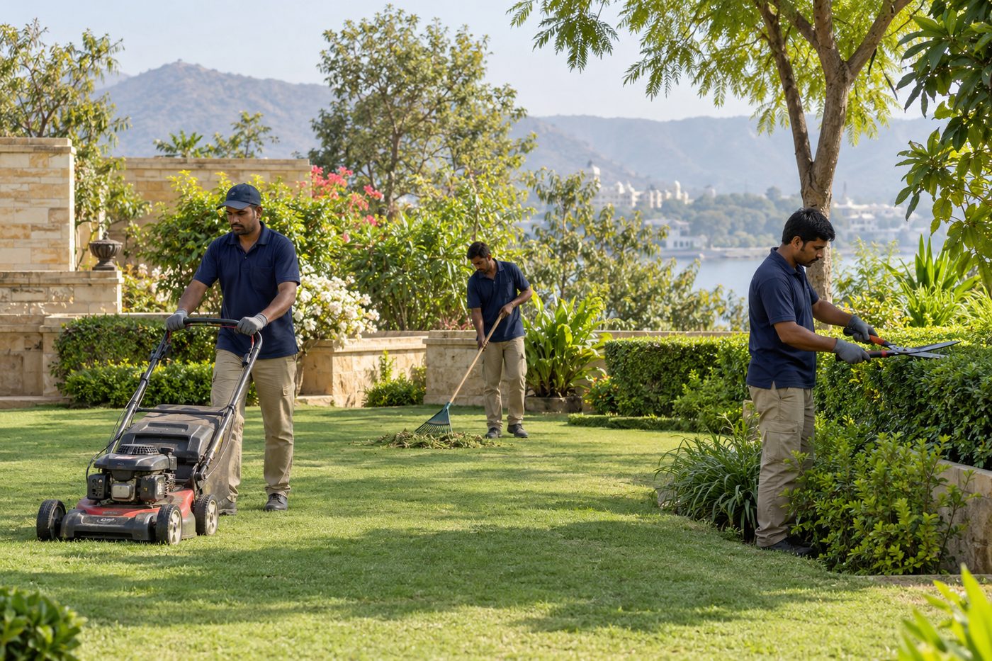 Illustration: mowing and hedge care