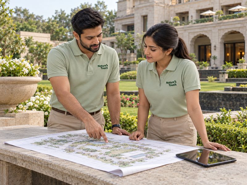 Illustration: landscape design review on site