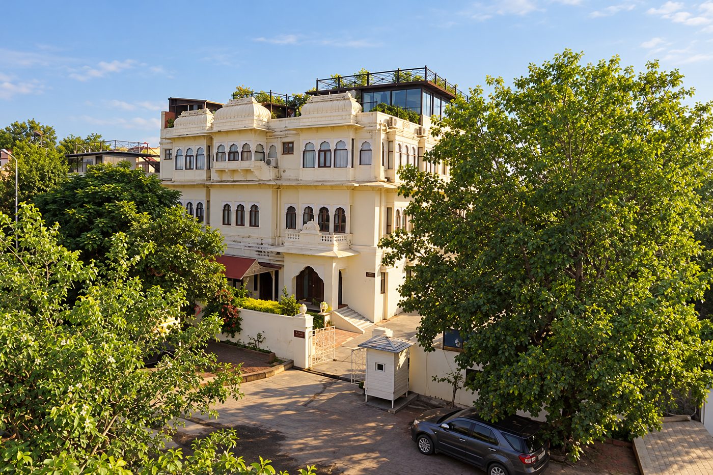 Inder Prakash · Udaipur — tree planting at the entrance