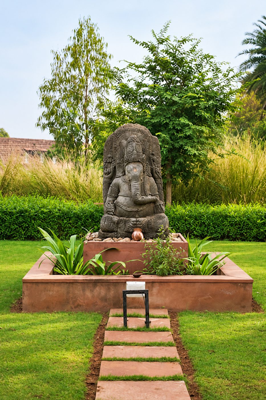 Narsingh Bagh — shrub border and ornamental grasses