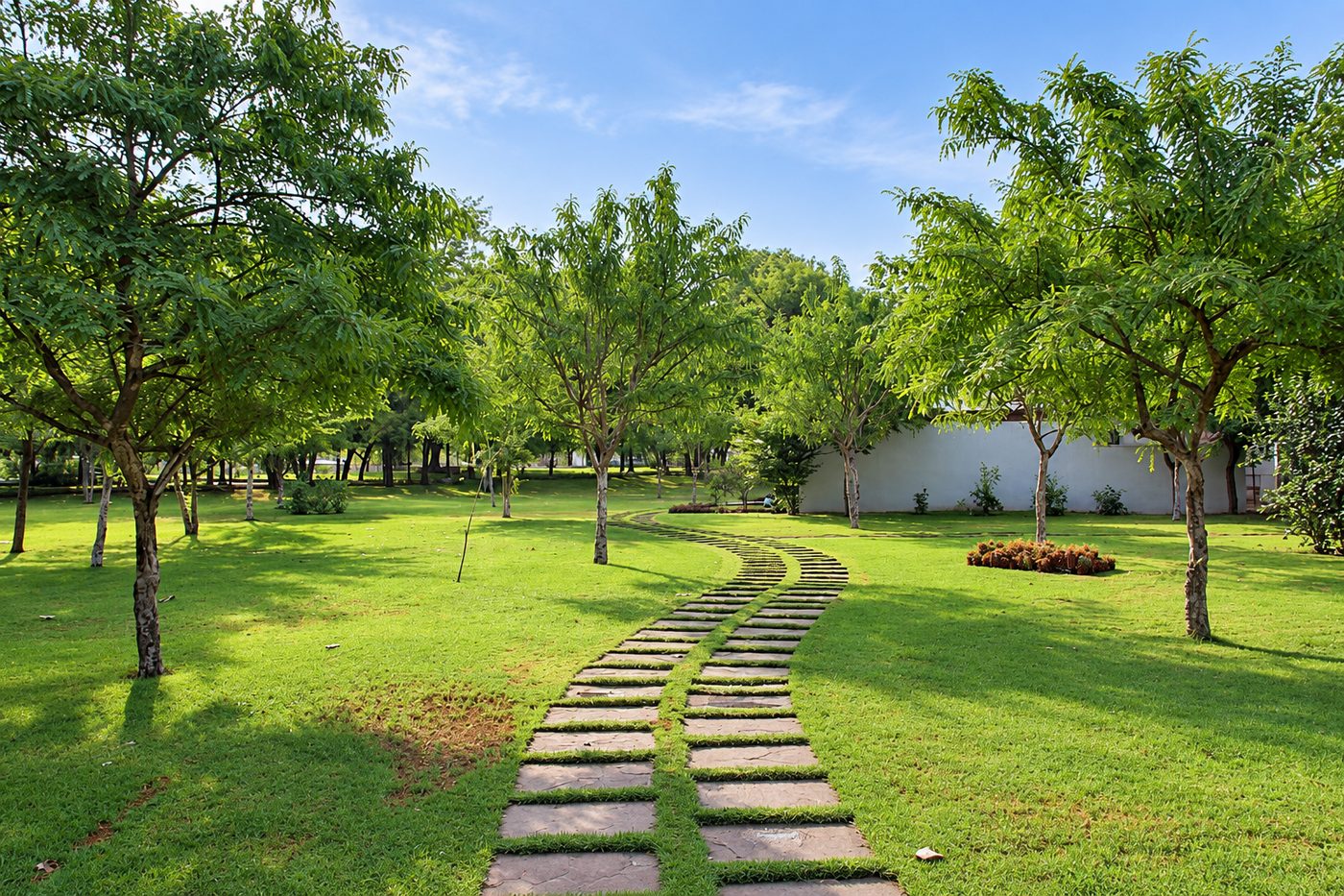 Raj Niwas · Dholpur — stepping-stone path across the lawn
