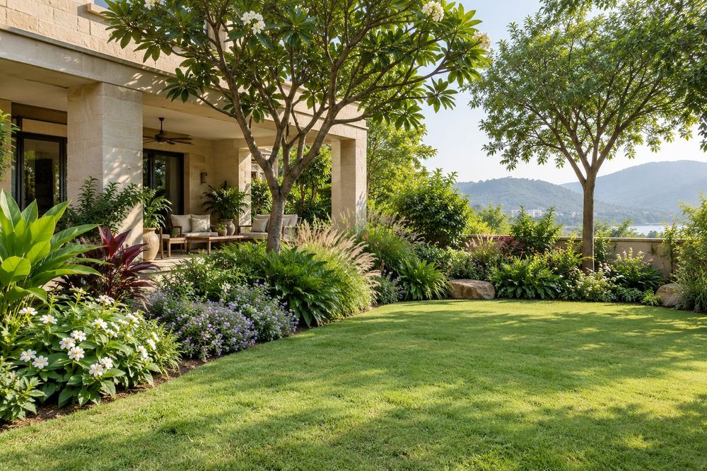 Soft landscaping — layered planting in a formal garden