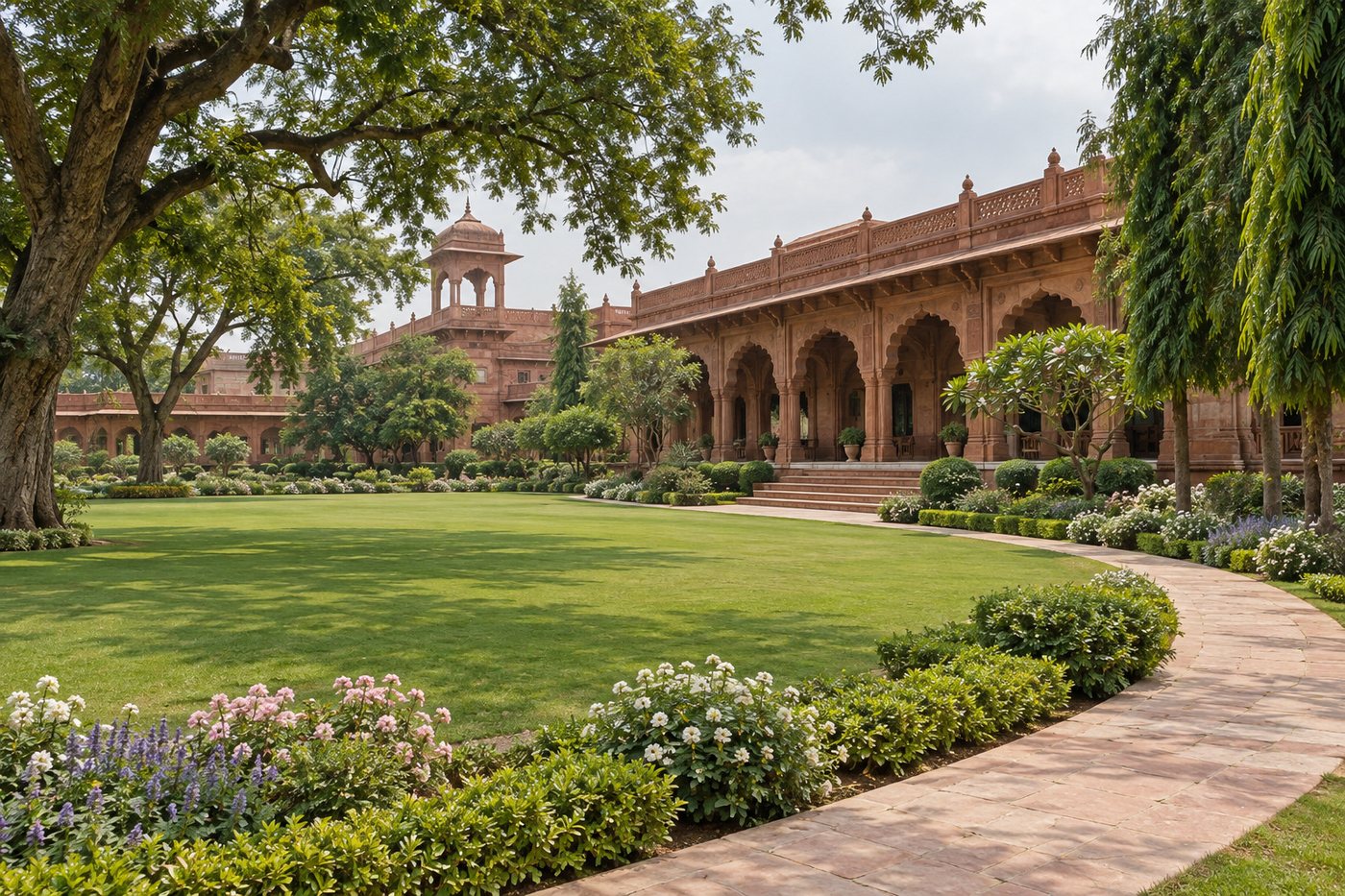 Illustrative concept: palace lawn and arrival court